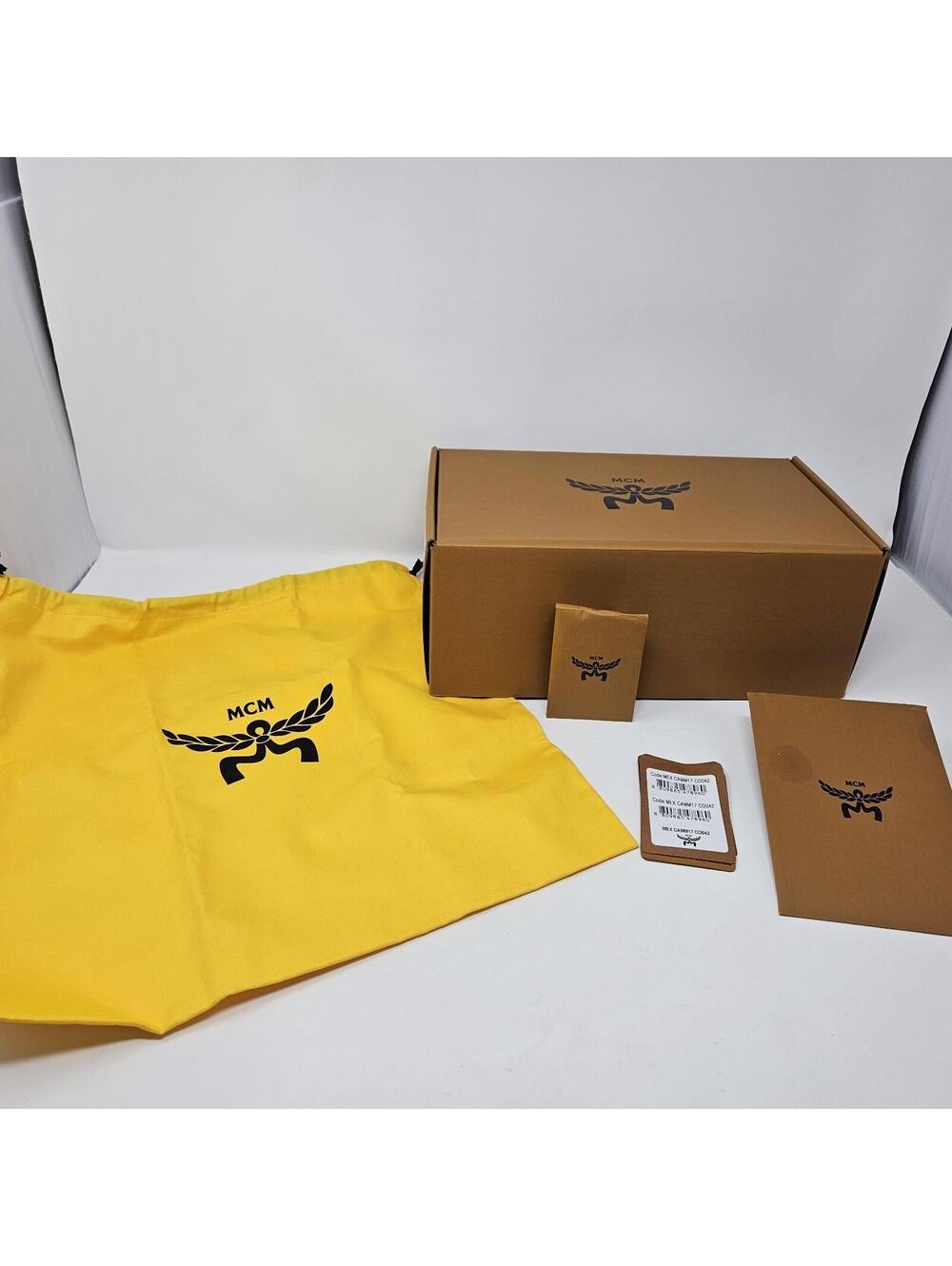 MCM Yellow Logo Dust Bag w/Drawstring & Brown Empty Shoe Box - NO Purse Or Shoes